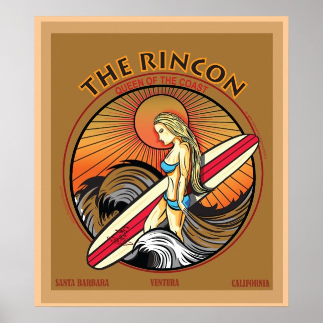 RINCON SAN BARBARA CALIFORNIA SURFING POSTER (Framsidan)