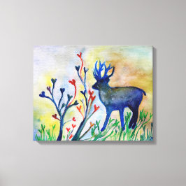 Rindeer Hearts Watercolor Romantic Art Single Canvastryck