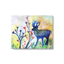 Rindeer Hearts Watercolor Romantic Art Single