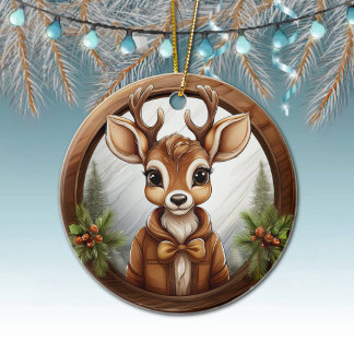 Rindeer, Hjort, Antlers, Fawn, Doe Rustic 🦌 🎄 Julgransprydnad Keramik