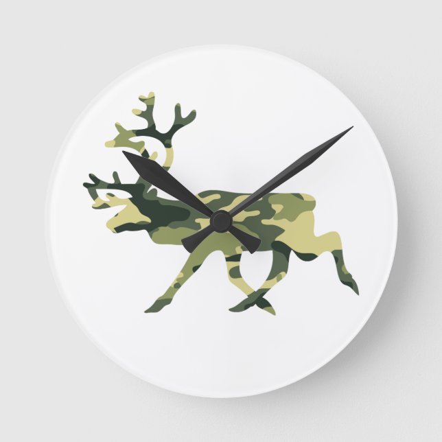 Rindeer/Karibiskt trädland/Kamouflage/Camo Rund Klocka (Framsida)