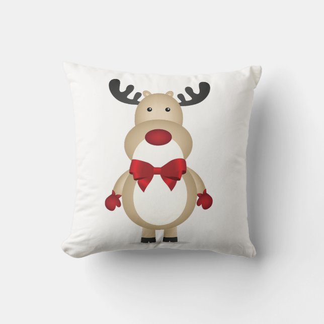 Rindeer med rött bogblad Pillow Kudde (Framsida)