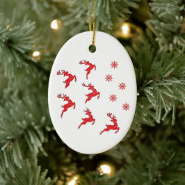 Rindeers oval Ornaments Julgransprydnad Keramik