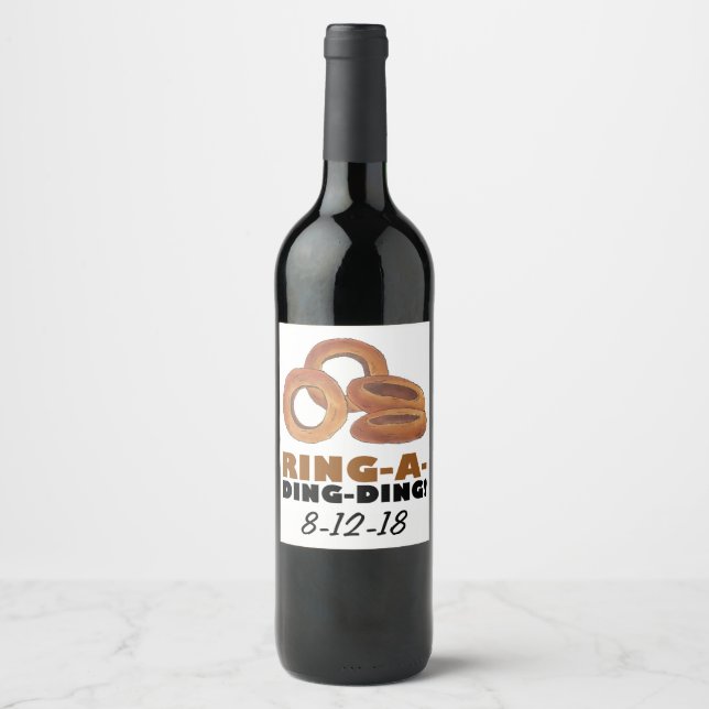 Ring-a-Ding-Förlovning Bröllop Möhippan Vinflaska Etikett (Framsida)