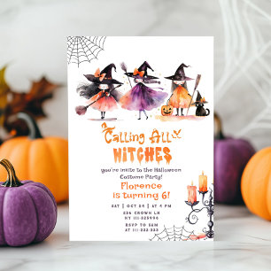 Ring alla häxor söta Halloween-costume party Inbjudningar