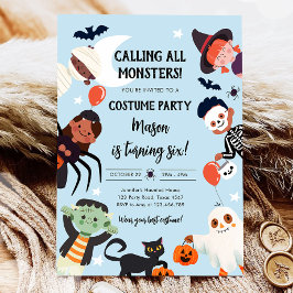 Ring alla monster Halloween Costume Birthday Inbjudningar