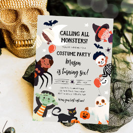 Ring alla monster Halloween Costume Birthday Inbjudningar