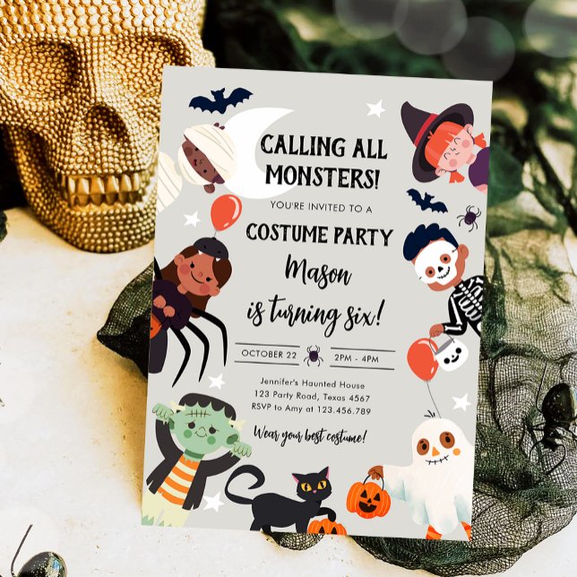 Ring alla monster Halloween Costume Birthday Inbjudningar (Skapare uppladdad)
