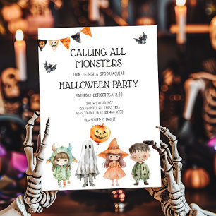 Ring alla monster Kids Halloween fest Inbjudningar