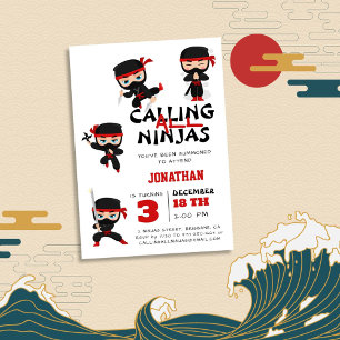 Ring alla Ninjas Boy Birthday Inbjudningar