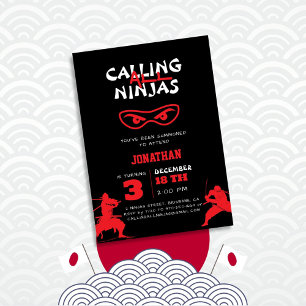 Ring alla Ninjas Silhouette Birthday Inbjudningar