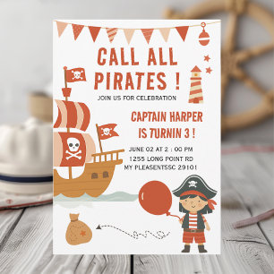 Ring Alla Pirater Barnkalas Sjöpirat Inbjudningar