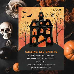 Ring alla spirits l Spooky Scary House Halloween Inbjudningar