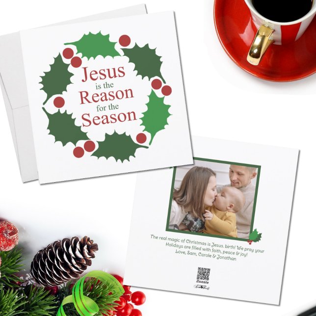 Ring av Holly Jesus orsak till säsongsfoto Julkort (Skapare uppladdad)