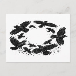 Ring av korpar – spökskiss illustration vykort