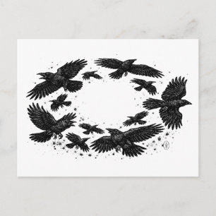 Ring av korpar – spökskiss illustration vykort