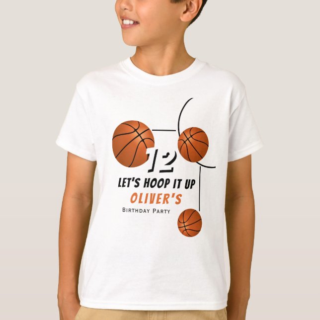 Ring: Basketball Boll Sports Barns födelsedag T Shirt (Framsida)