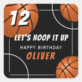 Ring: Basketball Sports Barns födelsedag Fyrkantigt Klistermärke