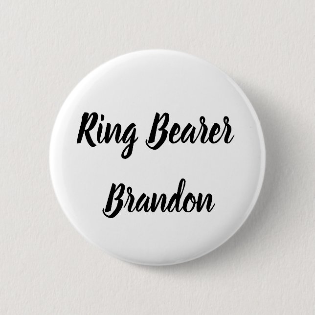 Ring Bearer Black Custom Name Gifts Bröllop Knapp (Framsida)