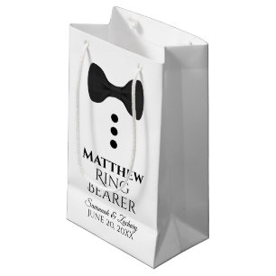 Ring Bearer Bröllop Gift Bag med Black Tie Small
