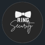 Ring Bearer Bröllopsfest Squad Security, stomme Runt Klistermärke<br><div class="desc">Ring Bearer Bröllopsfest Squad Security Giftermål Boys</div>