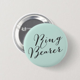 Ring Bearer Classic Script Bröllop Brudens sida Knapp