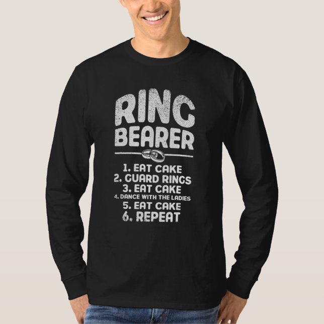 Ring Bearer Eat Cake Guard Ringar Dance Bröllop Pa T Shirt (Framsida)