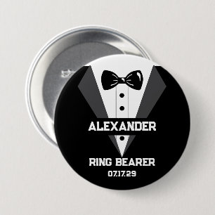 Ring Bearer Gift med eget namn och Bröllop-datum Knapp