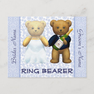 Ring Bearer - Nallar Blåbröllopsinbjudan Inbjudningar