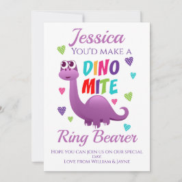 Ring Bearer Page Girl Frieri Dinosaur Card Inbjudningar