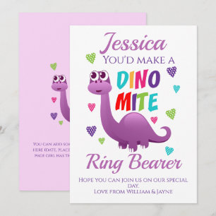 Ring Bearer Page Girl Frieri Dinosaur Card Inbjudningar