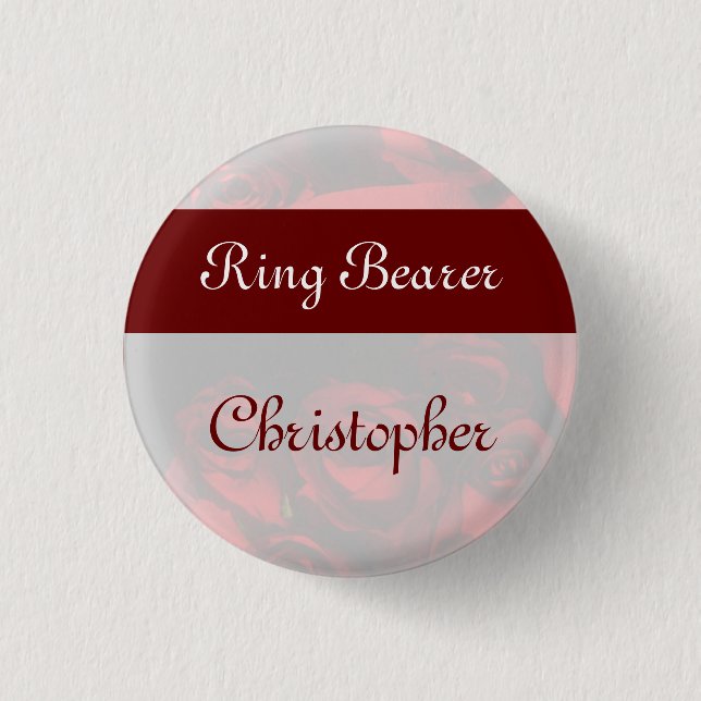 "Ring Bearer" - Röd ros Bouquet (2b) Knapp (Framsida)
