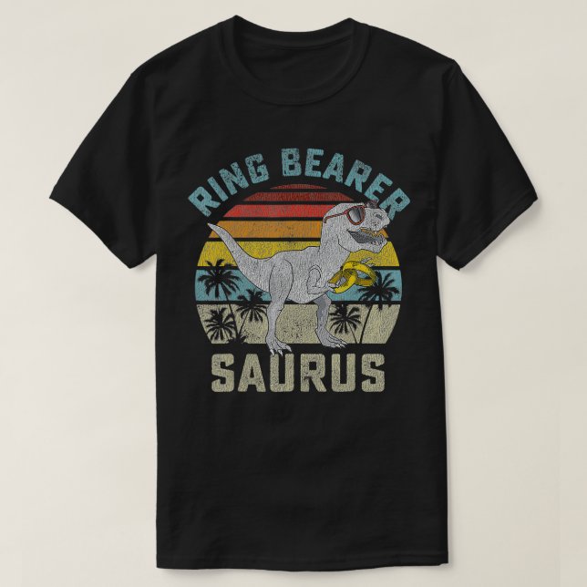 Ring Bearer Saurus Dinosaur Bröllop T Re Ring Secu Shirt (Design framsida)