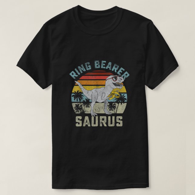 Ring Bearer Saurus Dinosaur Bröllop T Shirt (Design framsida)