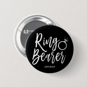 Ring Bearer   Script Stil Blk Personligt bröllp Knapp