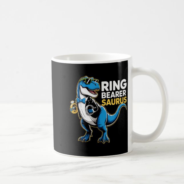 Ring Bearer T-rex Dino Funny Wedding Party Ring Di Kaffemugg (Höger)