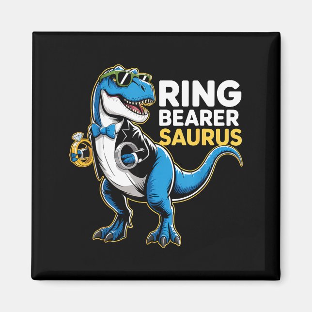 Ring Bearer T-rex Dino Funny Wedding Party Ring Di Magnet (Framsidan)
