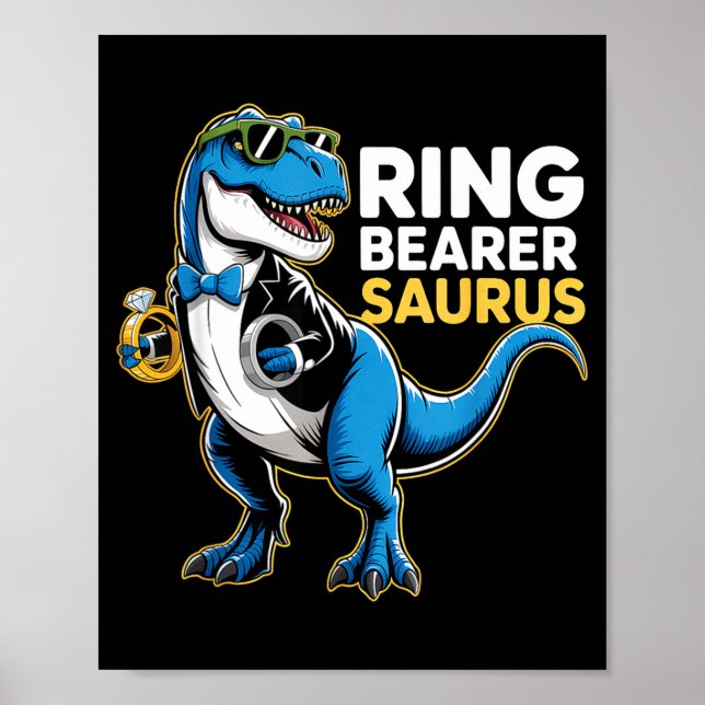 Ring Bearer T-rex Dino Funny Wedding Party Ring Di Poster (Framsidan)