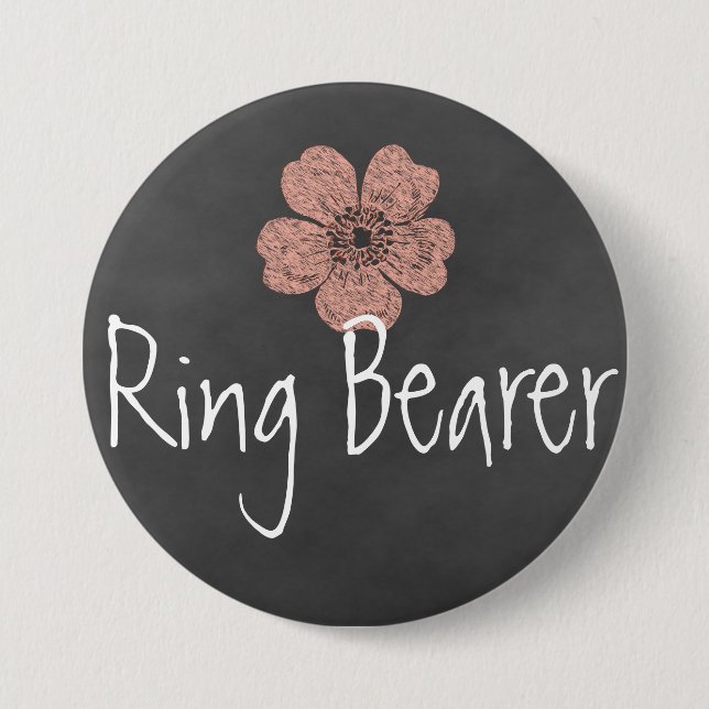 Ring Bearer Vild Peach Ro Chalkboard Knapp (Framsida)