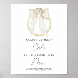 Ring & Bow Bridal shower Hur många korkar Poster