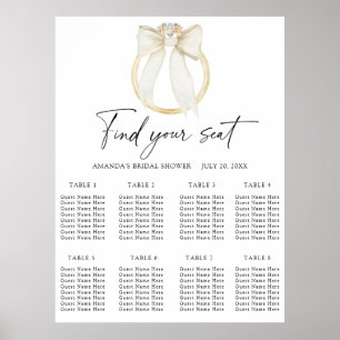 Ring Bow Bröllop, sittdiagram Poster