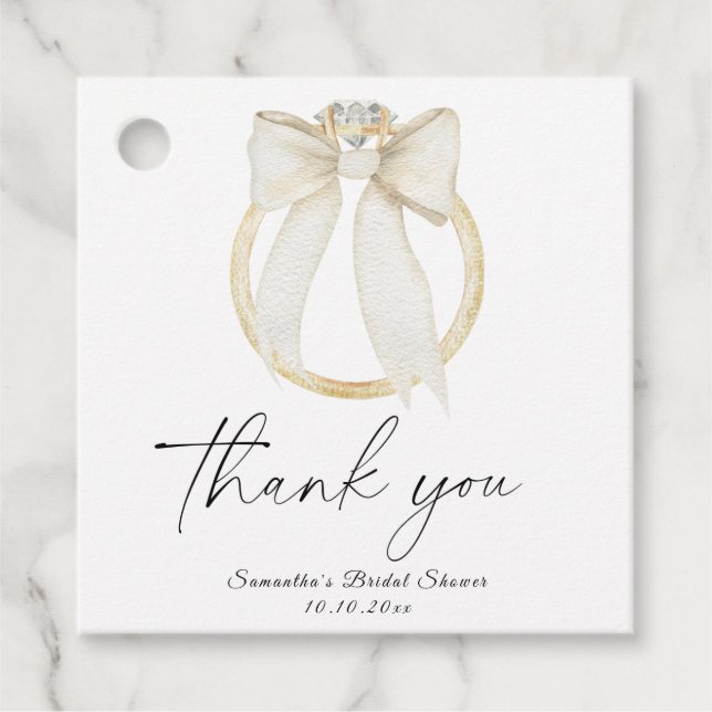 Ring Brudbukett Hon knyter knuten Bröllopsfest tac Gåvor Etiketter (Framsida)