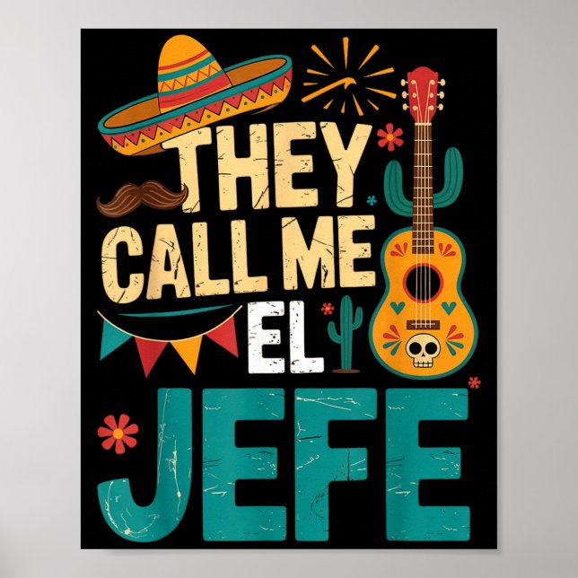Ring el jefe gitarr cinco de mayo musik män pojkar poster (Framsidan)
