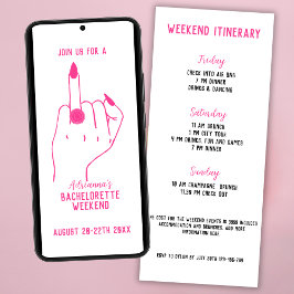 Ring Finger Rosa Bachelorette Helg Itinerary Inbjudningar