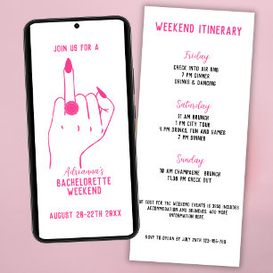 Ring Finger Rosa Bachelorette Helg Itinerary Inbjudningar