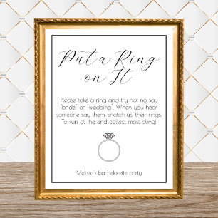 Ring Game Bachelorette-partiets Elegant Minimalist Poster