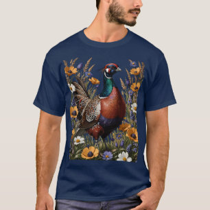 Ring-halsad fasan bland ängsblommor t shirt
