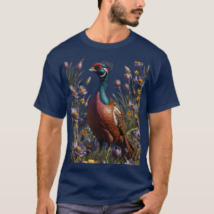 Ring-halsad fasan omgiven av amerikansk pasque t shirt
