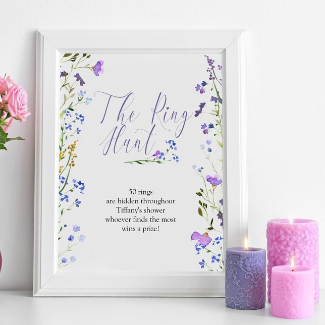 Ring Hunt Lila Wildblomme Möhippa Poster (Ring Hunt Sign from my Purple Wildflower Collection. Message me if you need me to create more items)