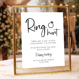 Ring Hunt Minimalist Modern Script-tecken Poster